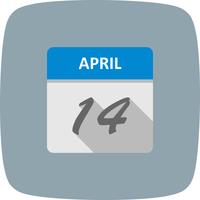 April 14th Date on a Single Day Calendar vector