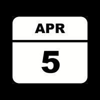 April 5th Date on a Single Day Calendar vector