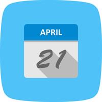 Fecha del 21 de abril en un calendario de un solo día vector