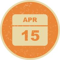 April 15th Date on a Single Day Calendar vector