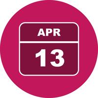 April 13th Date on a Single Day Calendar vector