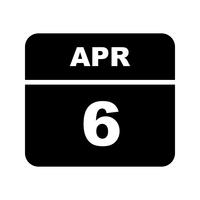 April 6th Date on a Single Day Calendar vector