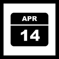 April 14th Date on a Single Day Calendar vector