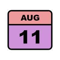 August 11th Date on a Single Day Calendar vector