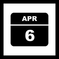 April 6th Date on a Single Day Calendar vector