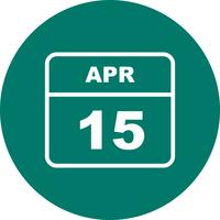 April 15th Date on a Single Day Calendar vector