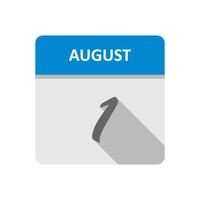 1 de agosto, fecha en un calendario de un solo día vector