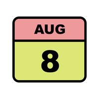 August 8th Date on a Single Day Calendar vector