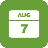 August 7th Date on a Single Day Calendar vector