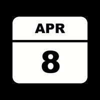 8 de abril Fecha en un calendario de un solo día vector