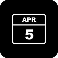 April 5th Date on a Single Day Calendar vector