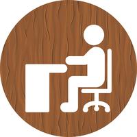 Sentado en el escritorio icono de diseño vector