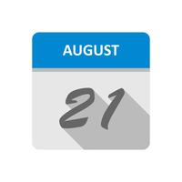 Fecha del 21 de agosto en un calendario de un solo día vector
