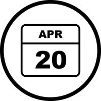 April 20th Date on a Single Day Calendar vector