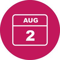 August 2nd Date on a Single Day Calendar vector
