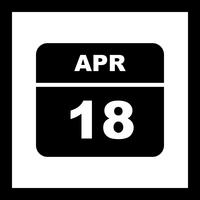 April 18th Date on a Single Day Calendar vector