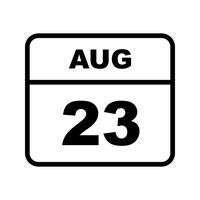 23 de agosto, fecha en un calendario de un solo día vector