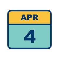 April 4th Date on a Single Day Calendar vector