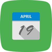 April 19th Date on a Single Day Calendar vector