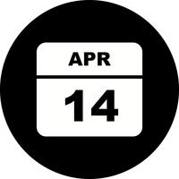 April 14th Date on a Single Day Calendar vector