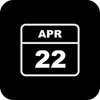 April 22nd Date on a Single Day Calendar vector