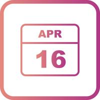 April 16th Date on a Single Day Calendar vector