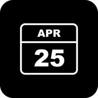 April 25th Date on a Single Day Calendar vector