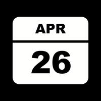 26 de abril Fecha en un calendario de un solo día vector