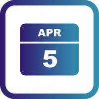 April 5th Date on a Single Day Calendar vector