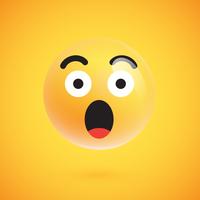 Realistic yellow emoticon in front of a yellow background, vector illustration