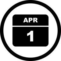 April 1st Date on a Single Day Calendar vector