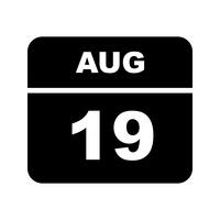 19 de agosto Fecha en un calendario de un solo día vector