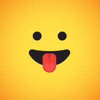 Realistic yellow emoticon in front of a yellow background, vector illustration