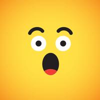 Realistic yellow emoticon in front of a yellow background, vector illustration