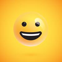 Realistic yellow emoticon in front of a yellow background, vector illustration