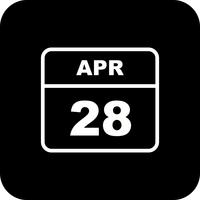 April 28th Date on a Single Day Calendar vector