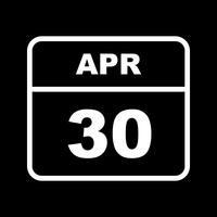 30 de abril Fecha en un calendario de un solo día vector