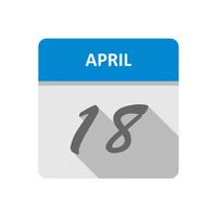 18 de abril Fecha en un calendario de un solo día vector