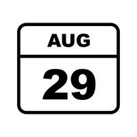 August 29th Date on a Single Day Calendar vector