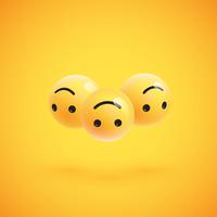 Group of high detailed yellow emoticons, vector illustration