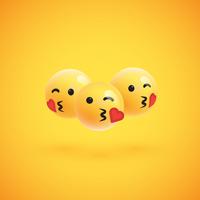 Group of high detailed yellow emoticons, vector illustration