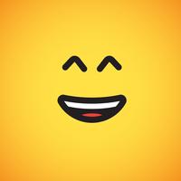 Realistic yellow emoticon in front of a yellow background, vector illustration