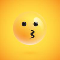 Realistic yellow emoticon in front of a yellow background, vector illustration