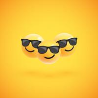 Group of high detailed yellow emoticons, vector illustration