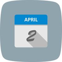 April 2nd Date on a Single Day Calendar vector