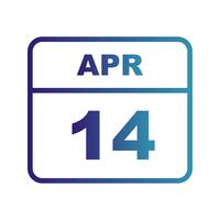 April 14th Date on a Single Day Calendar vector