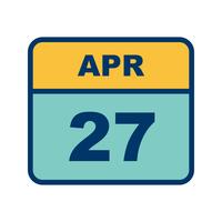 27 de abril Fecha en un calendario de un solo día vector