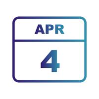 April 4th Date on a Single Day Calendar vector