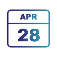 April 28th Date on a Single Day Calendar vector