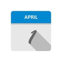 1 de abril Fecha en un calendario de un solo día vector